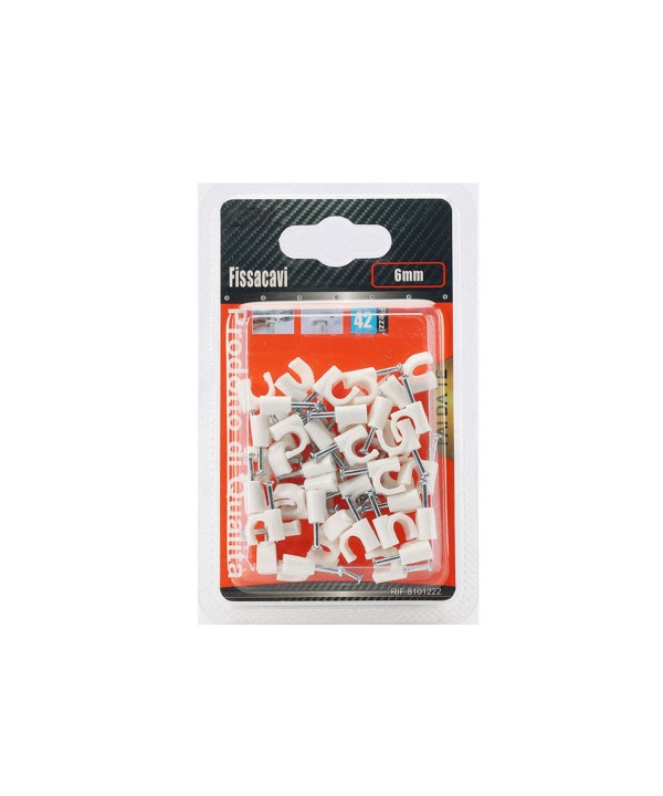 46 Pezzi Fermacavo con Chiodo 4mm Clip per Cavi Fissacavi A Muro