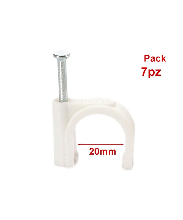 7 Pezzi Fermacavo con Chiodo 20mm Clip per Cavi Fissacavi A Muro