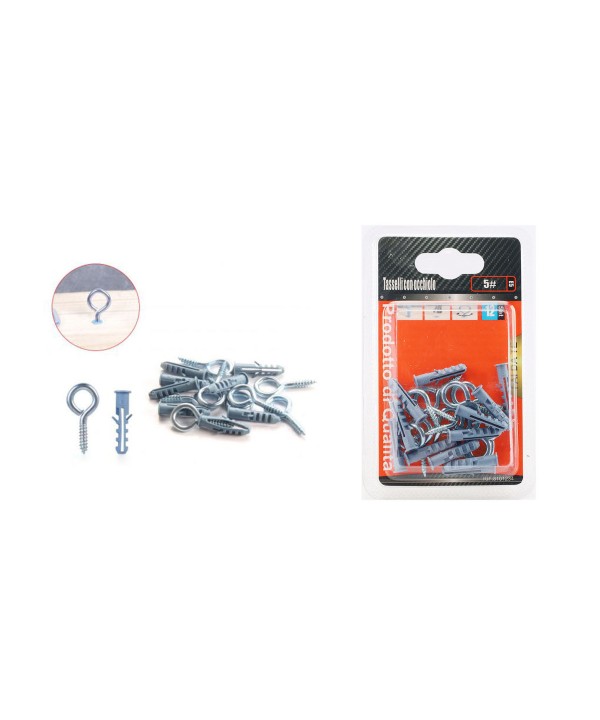 Set 12 pcs Tasselli Ø5x25mm Con Occhioli Chiusi Ø5x30mm