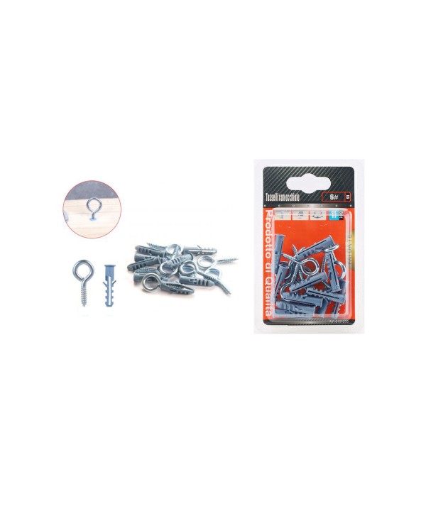 Set 11 pcs Tasselli Ø6x30mm Con Occhioli Chiusi Ø6x30mm