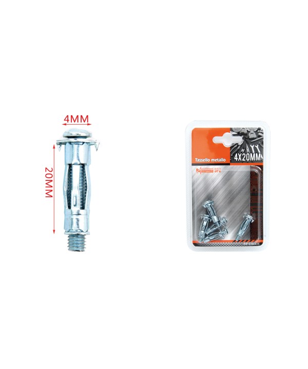 5 pcs Tasselli a Espansione in Metallo con Viti Ø4x20mm