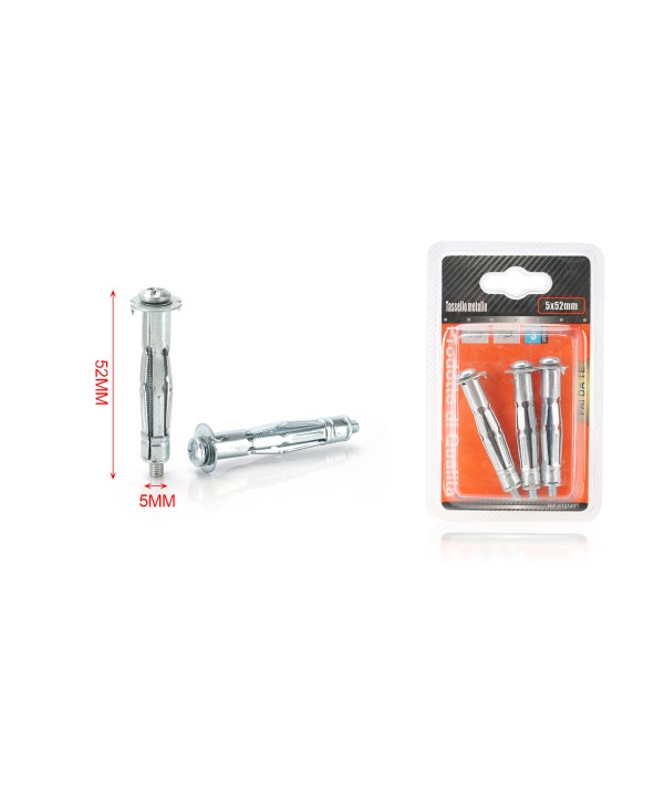 3 pcs Tasselli a Espansione in Metallo con Viti Ø5x52mm