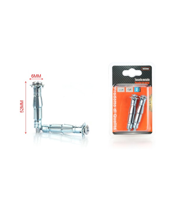 2 pcs Tasselli a Espansione in Metallo con Viti Ø6x52mm