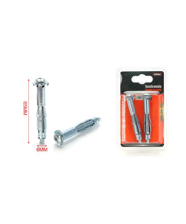 2 pcs Tasselli a Espansione in Metallo con Viti Ø6x65mm