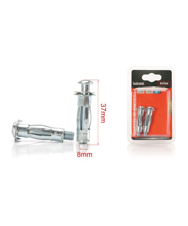 2 pcs Tasselli a Espansione in Metallo con Viti Ø8x37mm