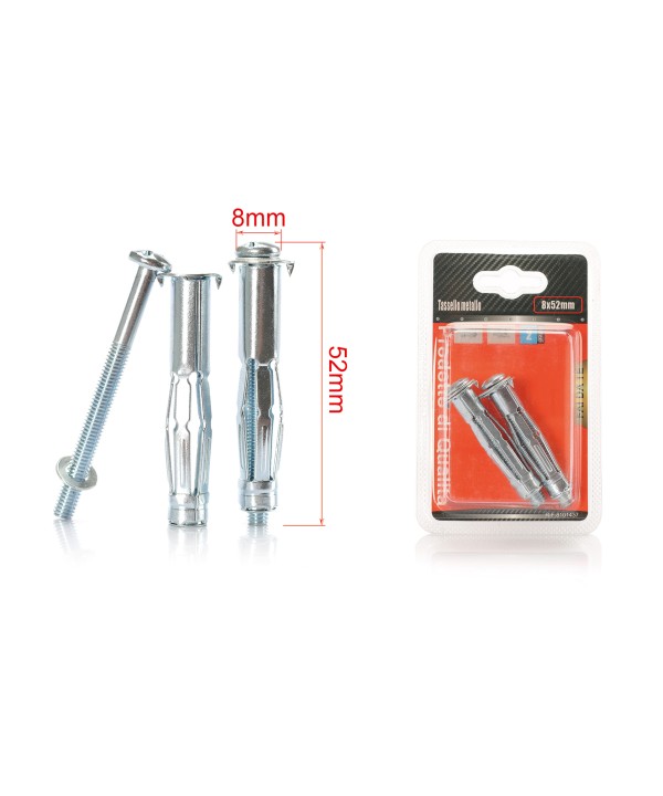 2 pcs Tasselli a Espansione in Metallo con Viti Ø8x52mm