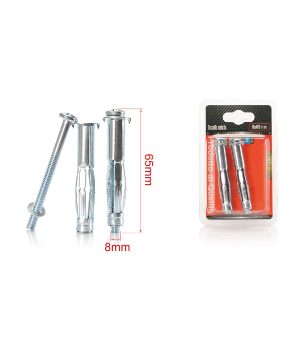 2 pcs Tasselli a Espansione in Metallo con Viti Ø8x65mm