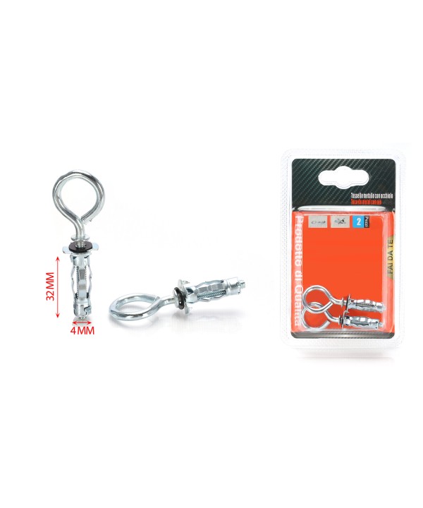 2 pcs Tasselli con Occhiolo in Metallo Ø4x32mm