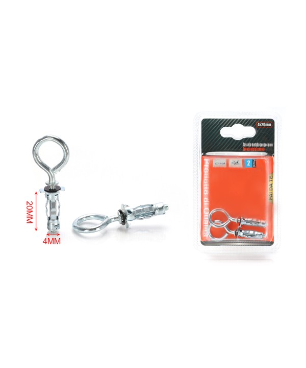 2 pcs Tasselli con Occhiolo in Metallo Ø4x20mm