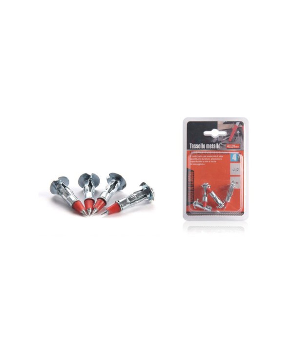 4 pcs Tasselli in Metallo con Viti Auto Foranti Ø4x20mm
