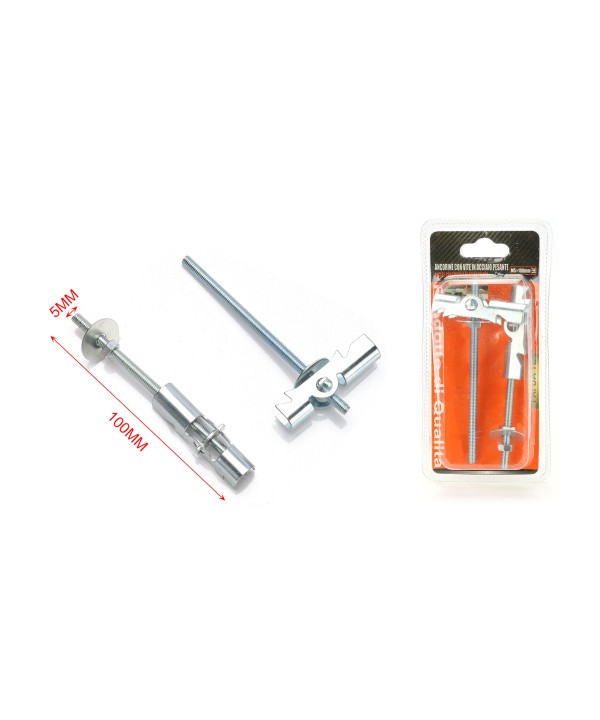 2 pcs Tassello Basculante in Acciaio con Barra Filettata M5x100mm