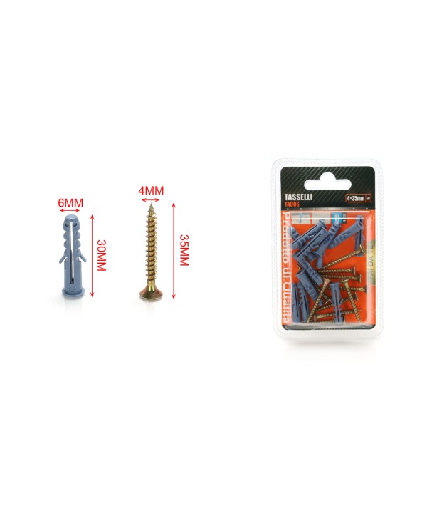 Kit 11 pcs Tasselli Ø6x30mm Con Viti 4x35mm