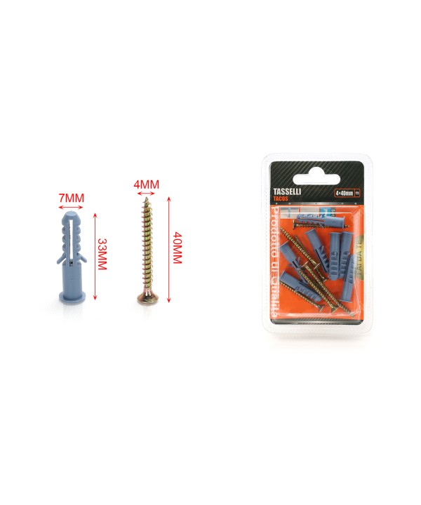 Kit 7 pcs Tasselli Ø7x35mm Con Viti 4x40mm