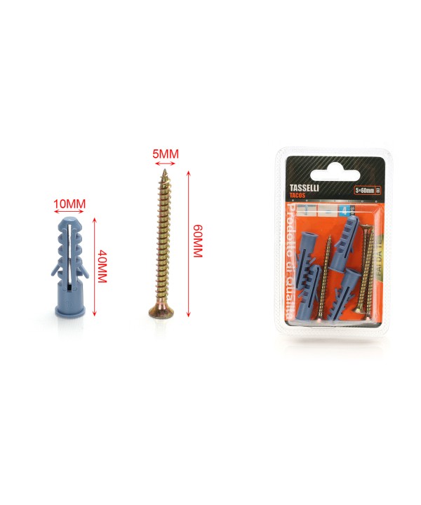 Kit 4 pcs Tasselli Ø10x40mm Con Viti 5x60mm