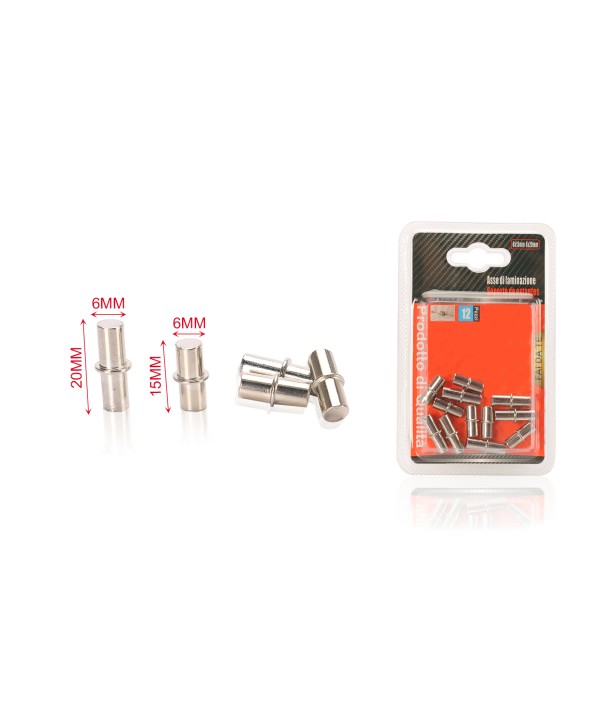 12pcs Supporti per Mensole e Ripiani in Acciaio Ø6mm x 15mm e 20mm