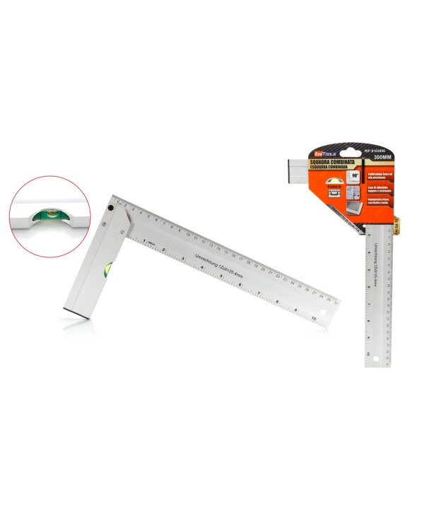 Squadra Combinata Con Livella 90° Misura 300mm