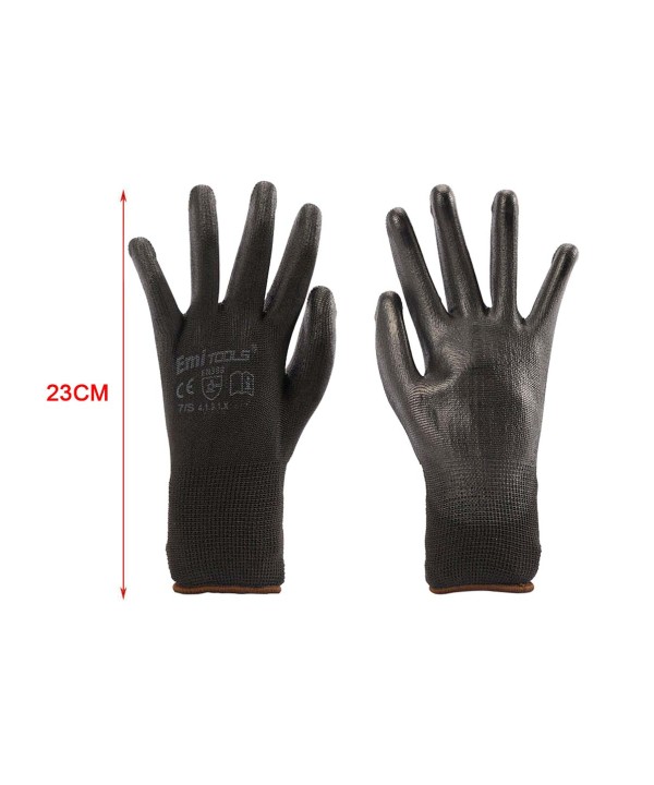 12 Paia Guanti da Lavoro Nero Taglia S 7 Con Rivestimento in Lattice