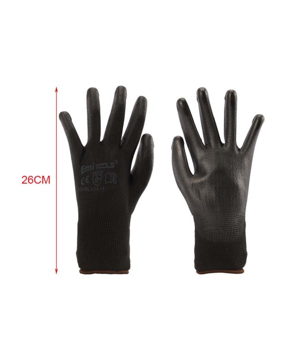 12 Paia Guanti da Lavoro Nero Taglia XL 10 Con Rivestimento in Lattice
