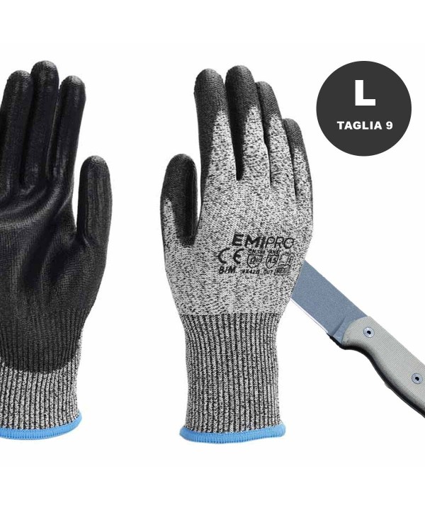 Guanti da Lavoro Livello 5 taglia  L/9 colore nero/grigio