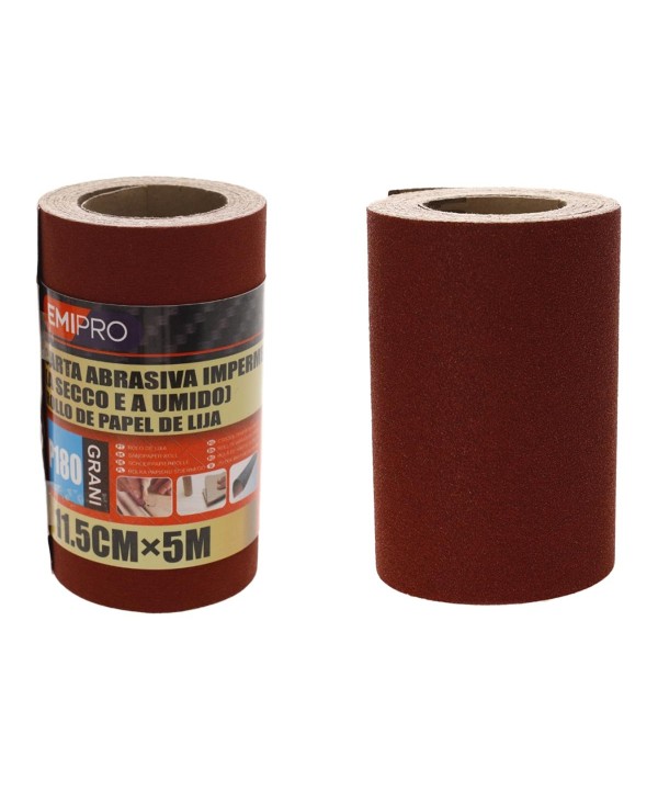Carta Abrasiva Impermeabile A Secco e A Umido, Rotolo da 11,5cm x 5m, Grano P 180