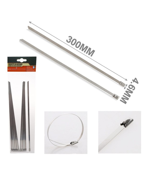 120 Fascette In Acciaio Inox 4.6X300mm Stringitubo Metalliche Inossidabile Per Legare Fili Cavi Tubi