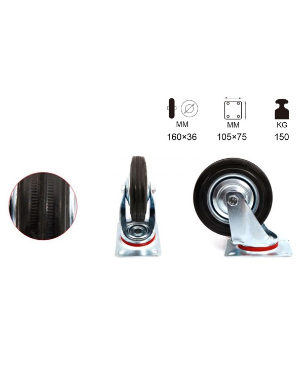 Ruota Giratoria per Carrello Mobile D160mm Portata Max 150KG