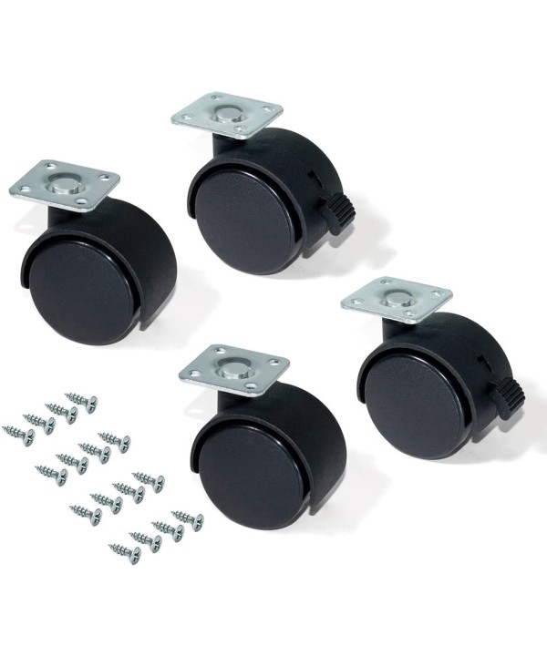 Kit di 4 Rotelle Per Mobili Con Freno Diametro 40mm Piastra di Assemblaggio