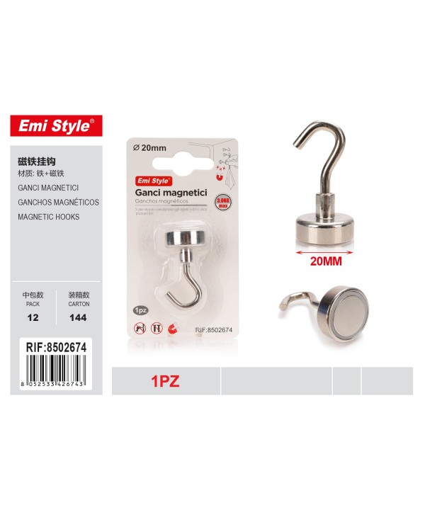 12 Pezzi Ganci Magnetici Multiuso Ganci con Calamite Rotondi per Frigorifero da Cucina Bagno Parete Ganci Appenditutto Diametro 20mm