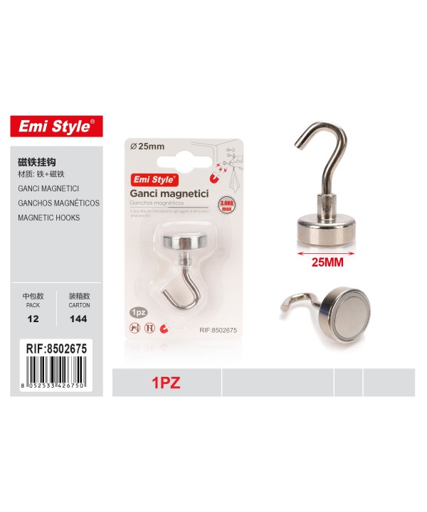 12 Pezzi Ganci Magnetici Multiuso Ganci con Calamite Rotondi per Frigorifero da Cucina Bagno Parete Ganci Appenditutto Diametro 25mm