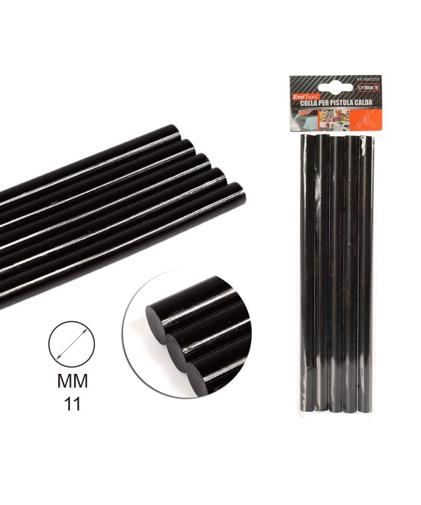 5 Pezzi di Stick Colla Nera D11mmX20cm Per Pistola Colla a Caldo