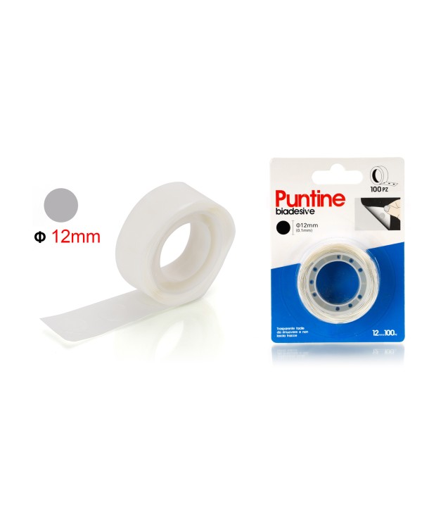 100pcs Punti Biadesivi Tondi Multiuso Ø12mm