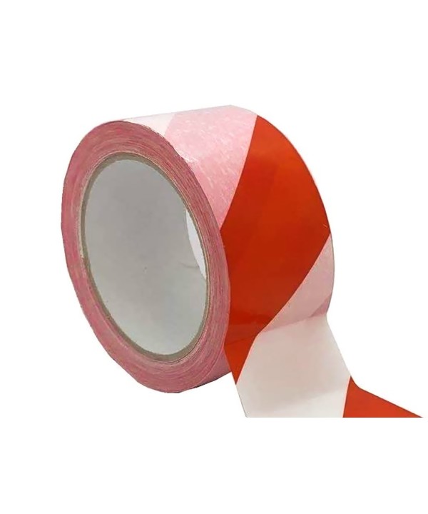 Nastro Adesivo Segnalatico PPL Bianco Rosso 50mm X 50mt