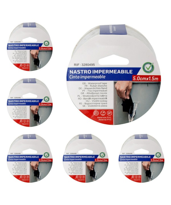 6 Pezzi Nastro Adesivo Impermabile PVC 50mm X 150cm Trasparente