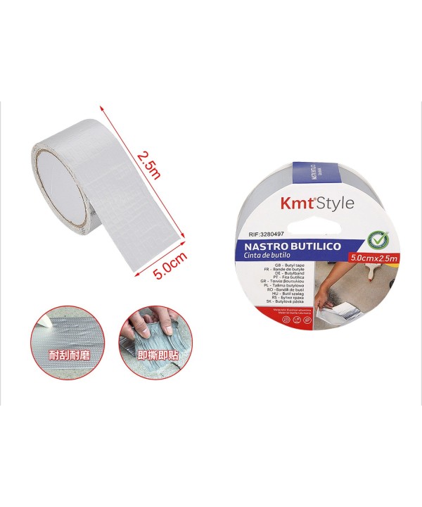 Nastro Butilico Sigillante Impermabile 50mm X 250cm Grigio Argento