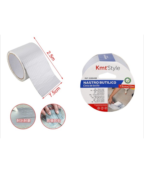 Nastro Butilico Sigillante Impermabile 75mm X 250cm Grigio Argento