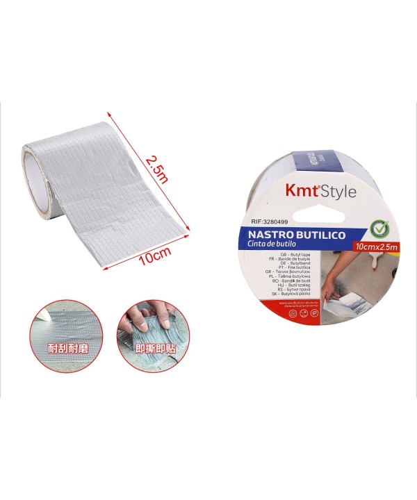 Nastro Butilico Sigillante Impermabile 100mm X 250cm Grigio Argento