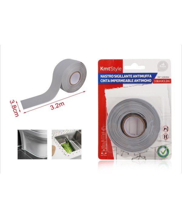 Nastro Adesivo Sigillante Antimuffa 38mm X 320cm Grigio