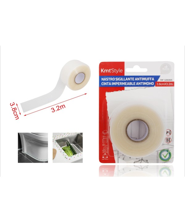 Nastro Adesivo Sigillante Antimuffa 38mm X 320cm Trasparente