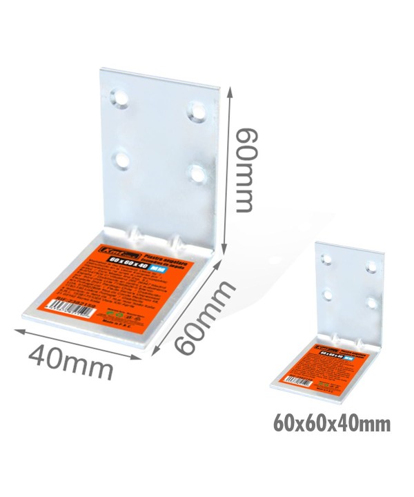 4 Pezzi Staffe Angolare 90 Gradi Froma L Squadretta Connettore di Fissaggio a 4 Fori per Mobili in Acciaio 60x60x40mm Spessore 3mm