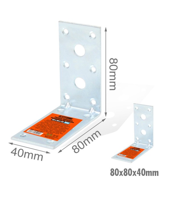 4 Pezzi Staffe Angolare 90 Gradi Froma L Squadretta Connettore di Fissaggio a Fori Multiple per Mobili in Acciaio 80x80x40mm Spessore 3mm