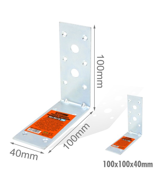 4 Pezzi Staffe Angolare 90 Gradi Froma L Squadretta Connettore di Fissaggio a Fori Multiple per Mobili in Acciaio 100x100x40mm Spessore 3mm