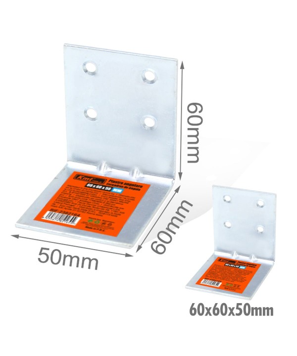 4 Pezzi Staffe Angolare 90 Gradi Froma L Squadretta Connettore di Fissaggio a 4 Fori per Mobili in Acciaio 60x60x50mm Spessore 3mm