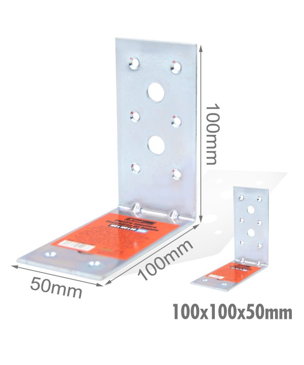 4 Pezzi Staffe Angolare 90 Gradi Froma L Squadretta Connettore di Fissaggio a Fori Multiple per Mobili in Acciaio 100x100x50mm Spessore 3mm