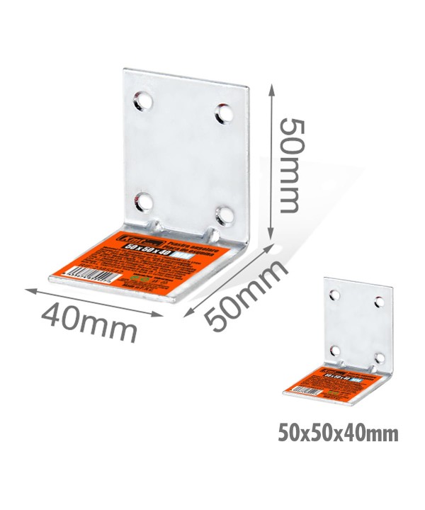 4 Pezzi Staffe Angolare 90 Gradi Froma L Squadretta Connettore di Fissaggio a 4 Fori per Mobili in Acciaio 50x50x40mm Spessore 3mm