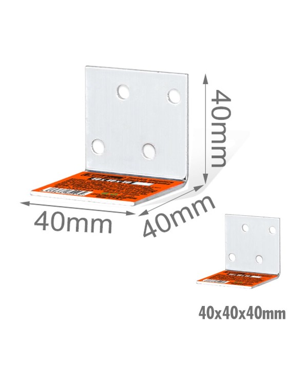 4 Pezzi Staffe Angolare 90 Gradi Froma L Squadretta Connettore di Fissaggio a 4 Fori Diagonali per Mobili in Acciaio 40x40x40mm Spessore 3mm