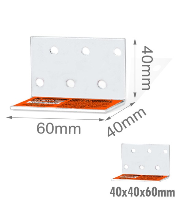 4 Pezzi Staffe Angolare 90 Gradi Froma L Squadretta Connettore di Fissaggio a Fori Multiple per Mobili in Acciaio 40x40x60mm Spessore 3mm