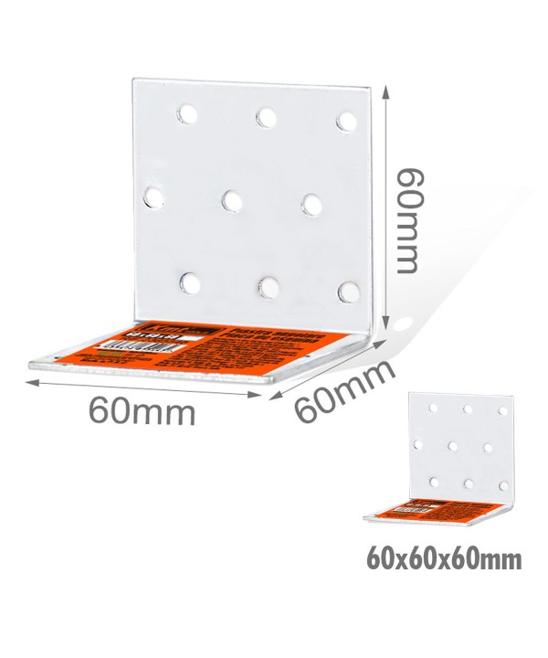 4 Pezzi Staffe Angolare 90 Gradi Froma L Squadretta Connettore di Fissaggio a Fori Multiple per Mobili in Acciaio 60x60x60mm Spessore 3mm