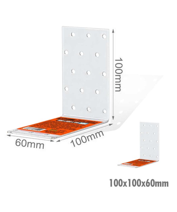 4 Pezzi Staffe Angolare 90 Gradi Froma L Squadretta Connettore di Fissaggio a Fori Multiple per Mobili in Acciaio 100x100x60mm Spessore 3mm