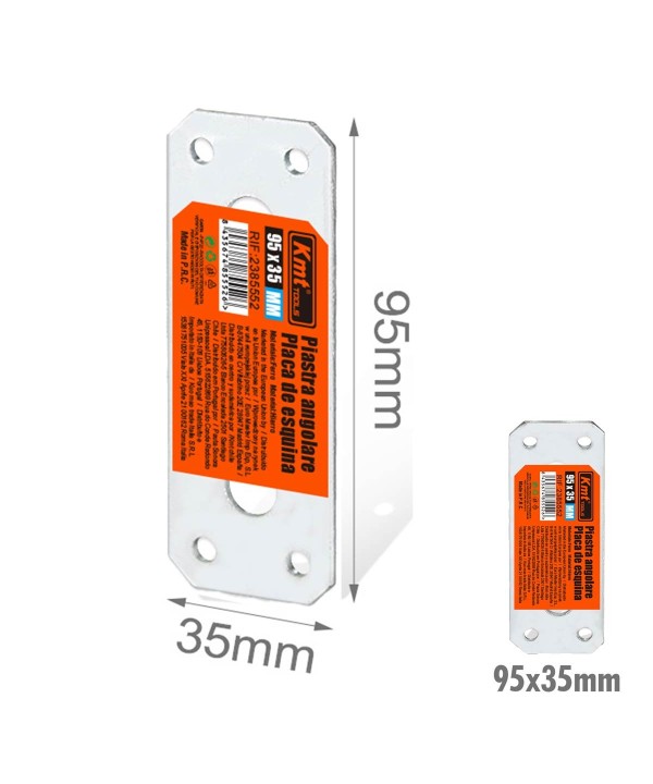 4 Pezzi Staffe Angolare Piatte Piastra Rettangolari di Giunzione per Fissaggio Legno Mensole Sedie Tavoli Misura 95x35mm Spessore 3mm
