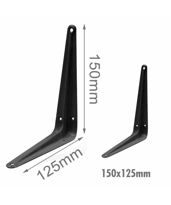 4 Pezzi Supporto Staffe da Muro Supporto Triangolare per le Mensole Finitura Nera Misura 150x125mm